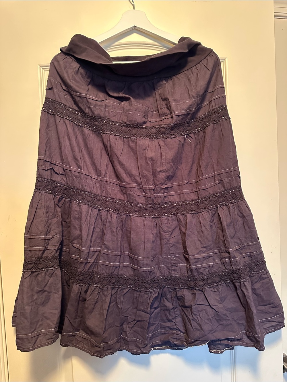 Womens Purple Tiered Boho Skirt